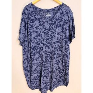 Tek Gear DryTek Womens Plus Size 3X V Neck Short Sleeve Athletic T Shirt Blue